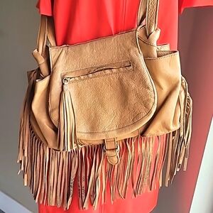 CUT N PASTE OF LOS ANGELES- GENUINE LEATHER SATCHEL HANDBAG WITH FRINGE!